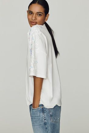 Essentiel Jangoo Cotton Sequin-Sleeve Tee
