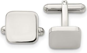 Diamond2Deal Stainless Steel Polished Rounded Square Cufflinks