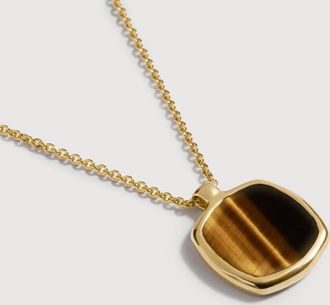 Monica Vinader Gold Delphi Gemstone Chain Necklace Tigers Eye