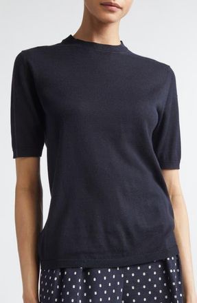 Max Mara Short Sleeve Silk & Cashmere Sweater in Ultramarine at Nordstrom, Size X-Small