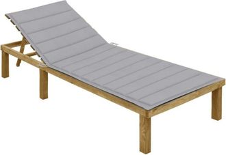 vidaXL Vidaxl - Tumbona Con Coj&iacute;n Gris Madera De Pino Impregnada