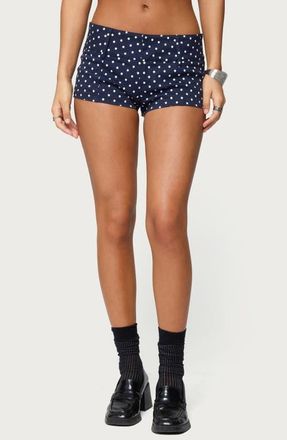 Edikted Twyla Polka Dot Shorts in Navy-And-White at Nordstrom, Size X-Large