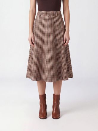 Dondup High-Waisted Plaid Polyester Midi Skirt