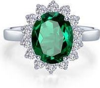 Lafonn Sunburst Oval Simulated Emerald & Simulated Diamond Halo Ring in Emerald/White at Nordstrom Rack, Size 7