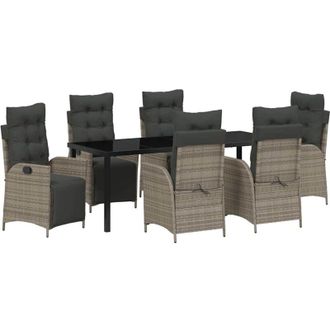 vidaXL Conjunto De Comedor De Jard&iacute;n 7 Pcs Gris Rat&aacute;n Sint&eacute;tico Vidaxl