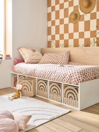 Vertbaudet Faltbare Kinderzimmer Aufbewahrungsbox REGENBOGEN aus Papierkordel beige