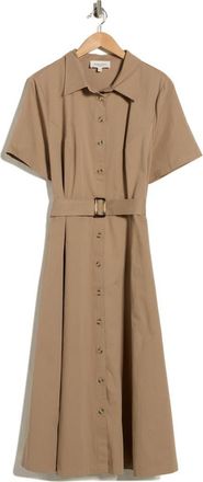 Flying Tomato Short Sleeve Cotton Maxi Shirtdress in Mocha at Nordstrom Rack, Size 3 X