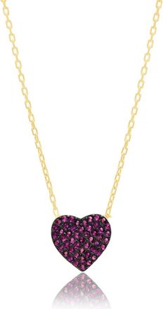 SHYMI Mini Pav&eacute; Heart Necklace -.925 Sterling Silver, 14k Gold-Plated - Rhodium Plated, Cubic Zirconia Pav&eacute; Detailing, Adjustable Chain