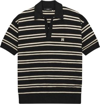 Amiri MA Stripe Knit Polo Shirt - Heren - Polos - Zwart - L - Katoen - Tops