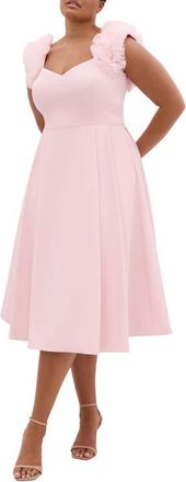 City Chic Roselyn Fit & Flare Stretch Crepe Cocktail Dress in Heavenly Pink at Nordstrom, Size Xxxs
