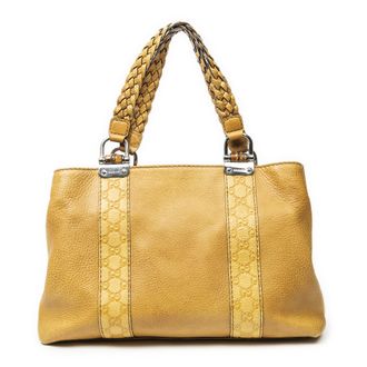Gucci Pre-owned Womens Medium Bamboo Bar Tote Shoulder Bag - Yellow - One Size