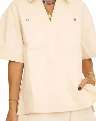 English Factory Oversized Collar Top In Cream