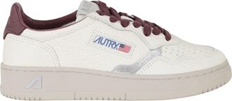 Autry Cream Burgundy Silver Medalist Low Suede Leather Sneakers