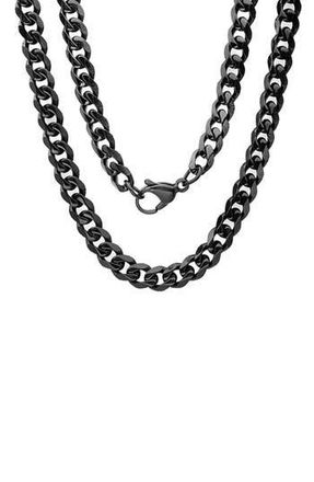 Steeltime Mens Black Ion-Plated Curb Chain Necklace at Nordstrom Rack, Size 24