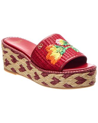 Valentino Vlogo 65 Raffia & Leather Espadrille