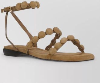 Ash flat sandals ankle strap tassel studs