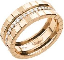 Chopard 18k Rose Gold Ice Cube Diamond Ring, Size 53