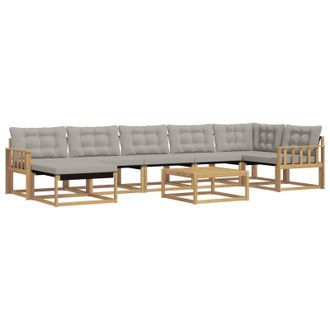 vidaXL Conjunto De Sof&aacute;s De Exterior 8 Pcs Blanco Y Gris Claro Vidaxl
