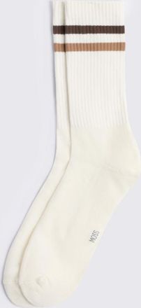 Moss Off White, Chocolate & Taupe Stripe Socks