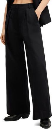 AllSaints Hally Pleat Front Wide Leg Pants in Black at Nordstrom Rack, Size 12 Us / 16 Uk