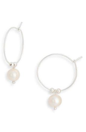 Karine Sultan Faux Pearl Beaded Hoop Earrings in Silver at Nordstrom Rack