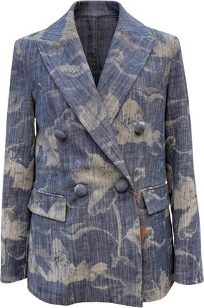 Maliparmi Double-breasted Blazer - Dames - Blazers - Blauw - XL - Leer - Jassen