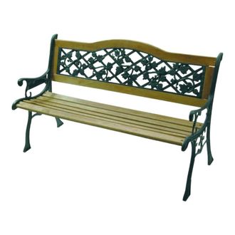 No Brand Banco Hierro Fundido Madera Flora Exterior 126x56xh76 Cm - Kg.26