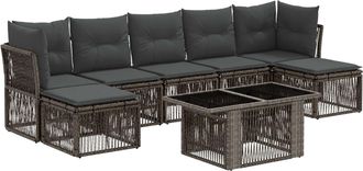 vidaXL Conjunto De Sof&aacute;s De Jard&iacute;n 8 Uds. Gris Rat&aacute;n Sint&eacute;tico Vidaxl