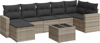 vidaXL Vidaxl - Set De Sof&aacute;s De Jard&iacute;n 8 Pzas Y Cojines Rat&aacute;n Sint&eacute;tico Gris