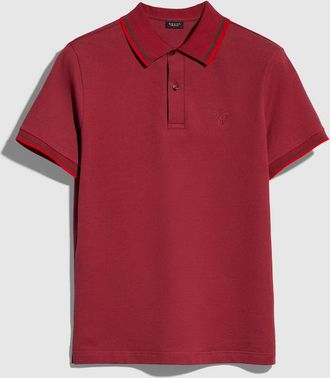 Gucci Cotton Piquet Polo Shirt With Embroidery, Size XXXL, Red