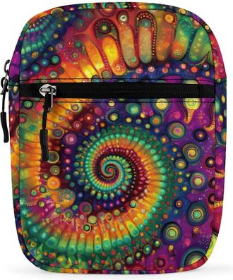 Generic Tie Dye Spiral Print Crossbody Bag Adjustable Satchel Cute Shoulder Bag Lightweight Sling Bags