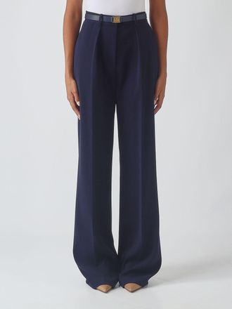 Elisabetta Franchi High-Waisted Wide-Leg Cr&ecirc;pe Trousers with Logo Belt