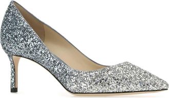 Jimmy Choo London Womens Romy Pump Silver Leather Crystal