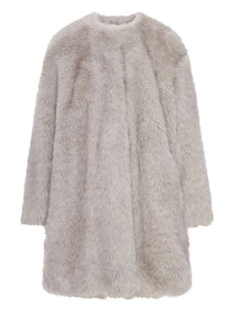 Max Mara fur round-neck coat - women - Fabric - 38 - Grey