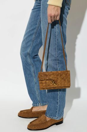 Bottega Veneta Andiamo Shoulder Bag, Womens, Brown