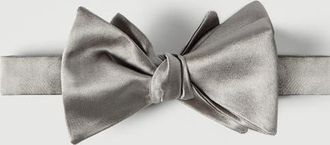 Brunello Cucinelli Cotton and silk satin bow tie in Grey at Nordstrom