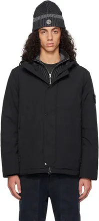 Stone Island Light Jackets, male, Black, Size: S Zip-Up Stone Island Light Jackets, male, Black, Size: S Zip-Up