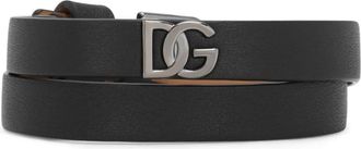 Dolce & Gabbana logo-plaque calfskin bracelet - men - Calf Leather - M - Black