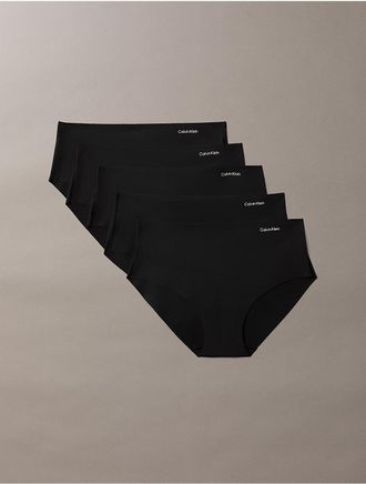 Calvin Klein Womens Invisibles Microfiber Stretch 5-Pack Hipster - Black - XL