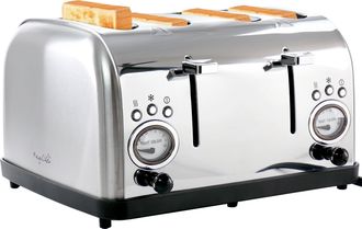 MegaChef 4 Slice Wide Slot Toaster with Variable Browning in Silver