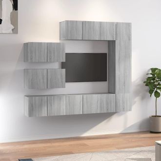 Berkfield Home 8 Piece TV Cabinet Set Grey Sonoma Engineered Wood