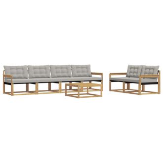 vidaXL Conjunto De Sof&aacute;s De Exterior 7 Pcs Blanco Y Gris Claro Vidaxl