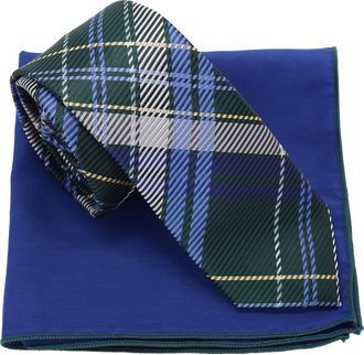Ben Sherman Plaid Tie & Pocket Square Box Set in Hunter Green/Navy at Nordstrom Rack