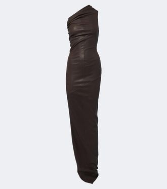 Rick Owens Athena asymmetric draped leather gown