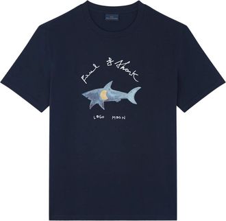 Paul & Shark Moon Logo Katoenen Jersey T-shirt - Heren - T-shirts - Blauw - M - Katoen - Tops