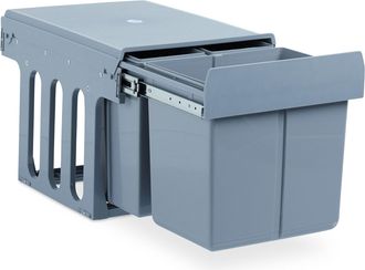 Relaxdays Relaxdays - Contenedor De Basura Para Cocina, Cubo Basura 3 Compartimentos, 15 Y 8l, Pl&aacute;stico, 35,1 X 34,3 X 48 Cm, Gris