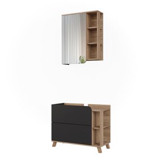 Vicco Conjunto De Muebles De Ba&ntilde;o Karen, Antracita/sonoma, 2 Partes, Vicco