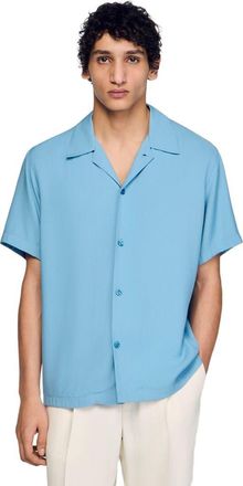 Sandro Loose-fit shark collar shirt in Sky Blue at Nordstrom, Size Xx-Large