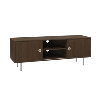Sweeek Mueble de tv vintage con decoraci&oacute;n de madera y acero inoxidable, 2