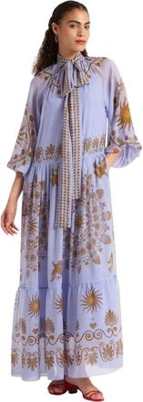 La DoubleJ Athena Dress - Dames - Maxi kleedjes - Blauw - L - Chiffon - Kleedjes